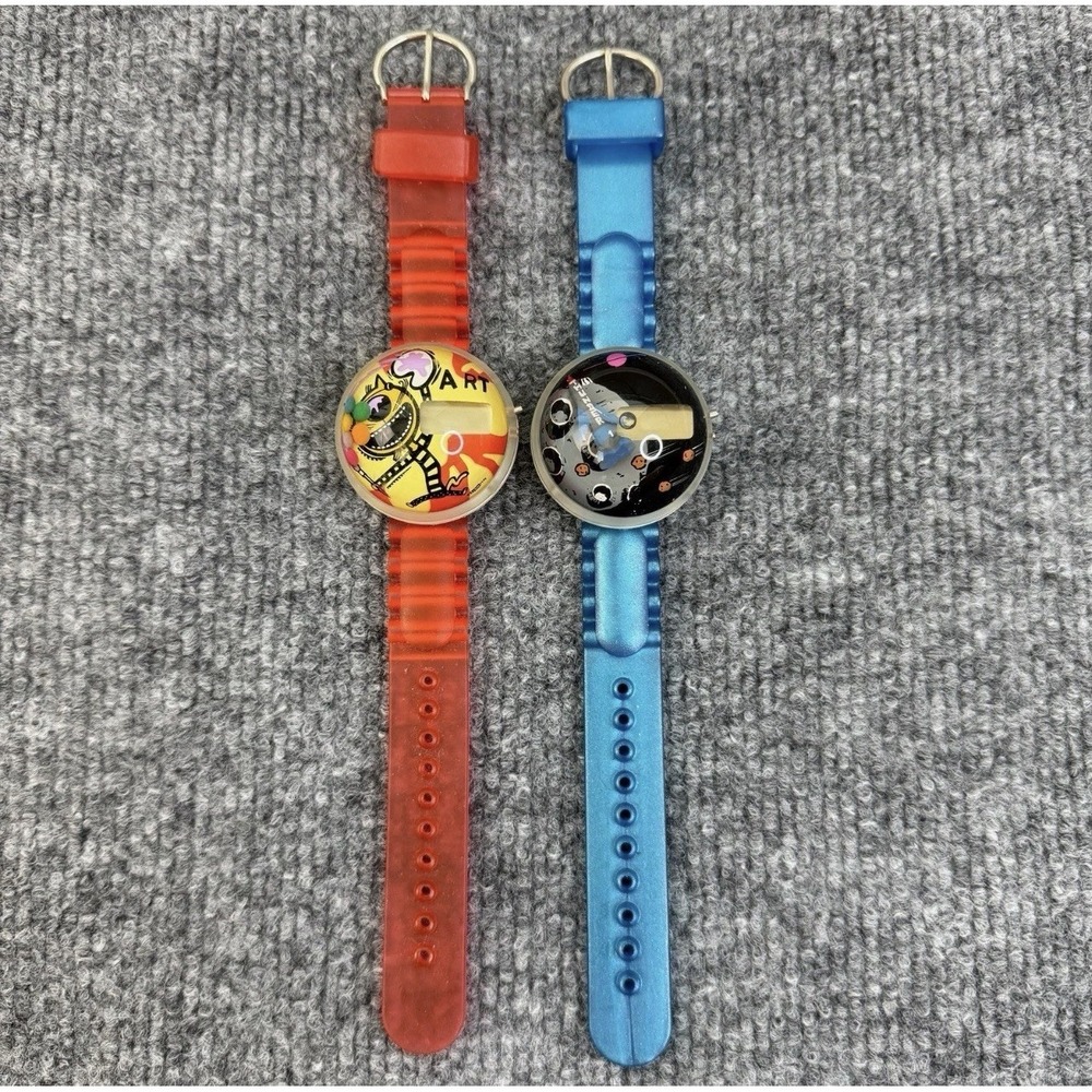 Lot Of 2â Bubble Watches UNTESTED Art Cat & Space Thunder